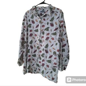 Erika & Co Vintage Falling Leafs Button Down Blouse